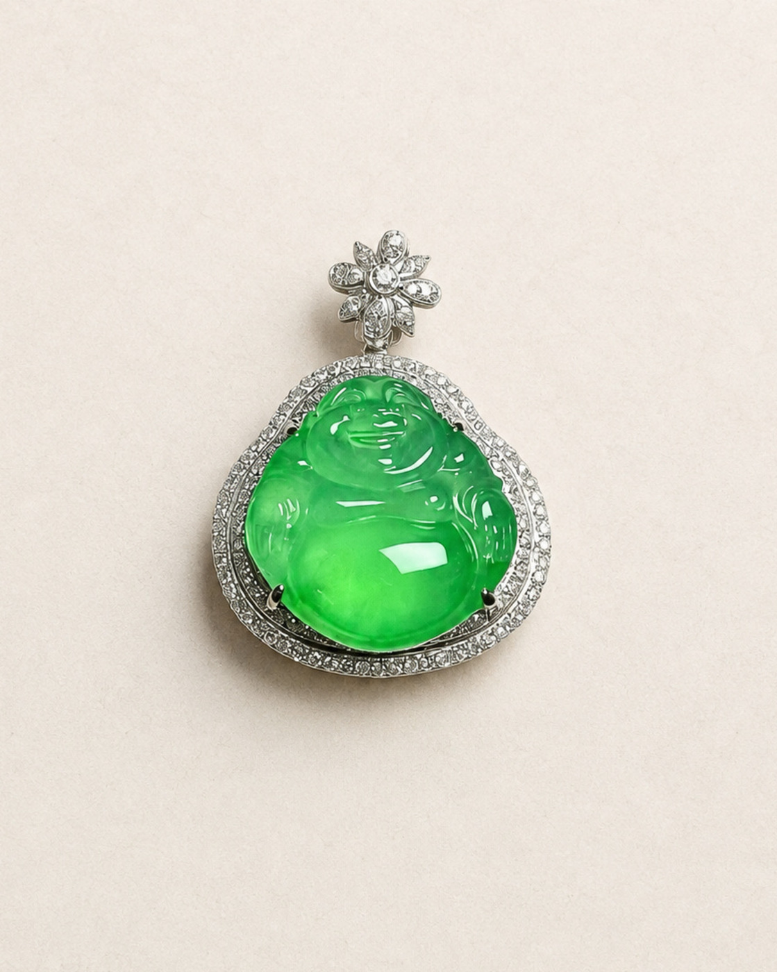 Vivid Green Jadeite Buddha